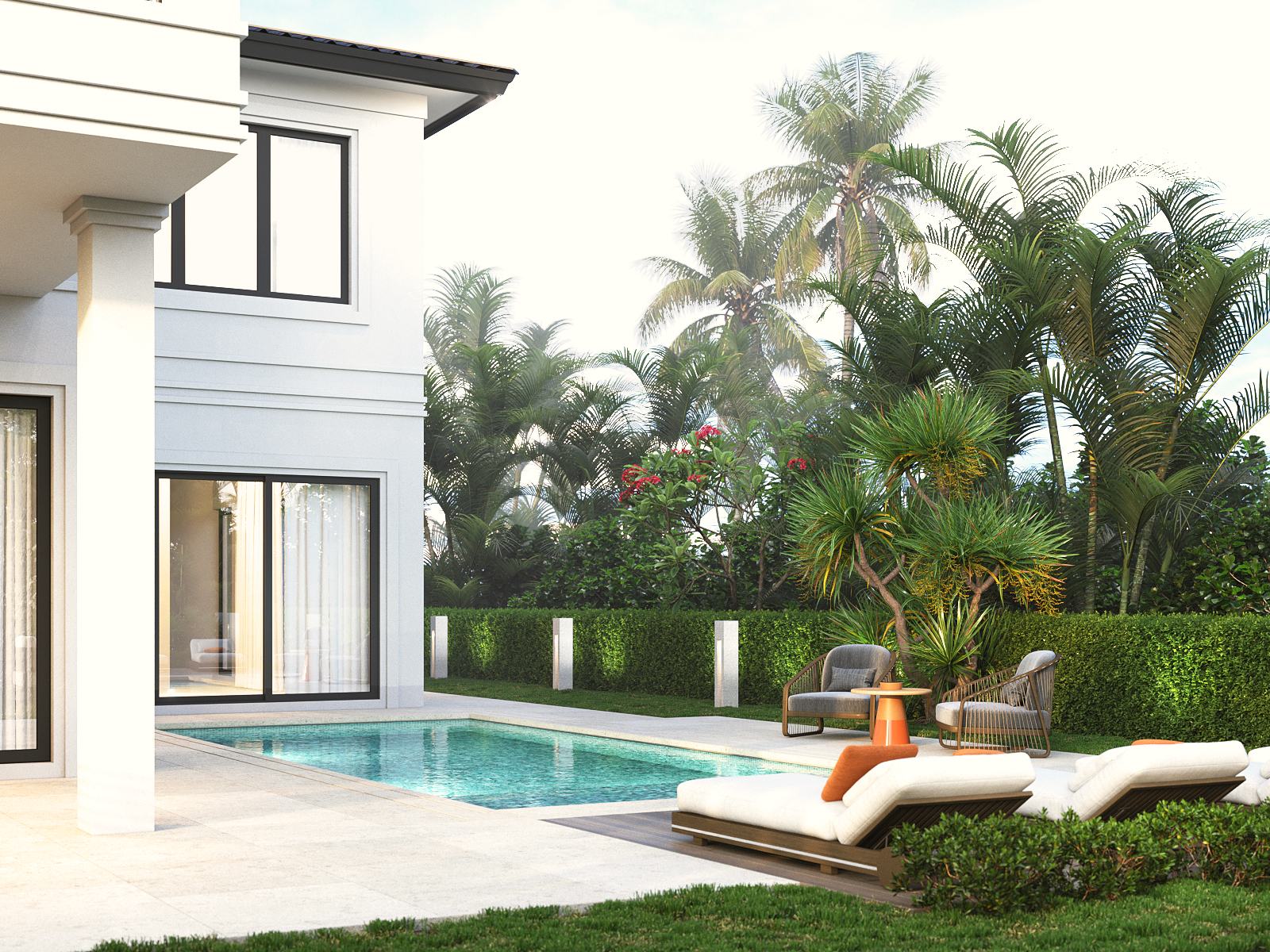 Pool and outdoor living — artist's rendering